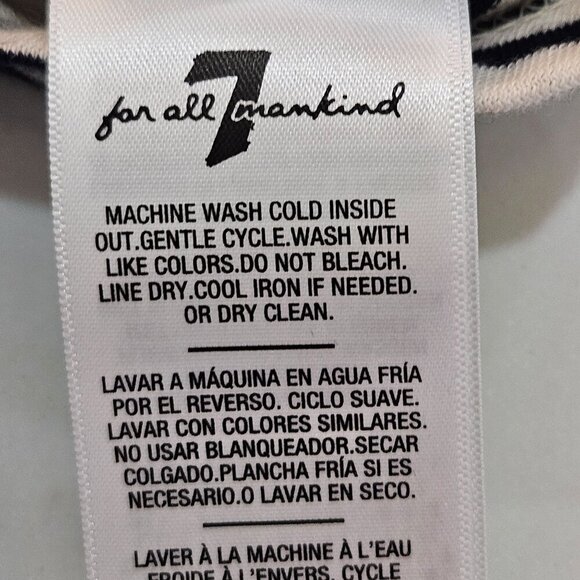 7 For All Mankind Stripe Navy White Long Sleeve Tie Hem Top Large Nautical - Picture 6 of 9